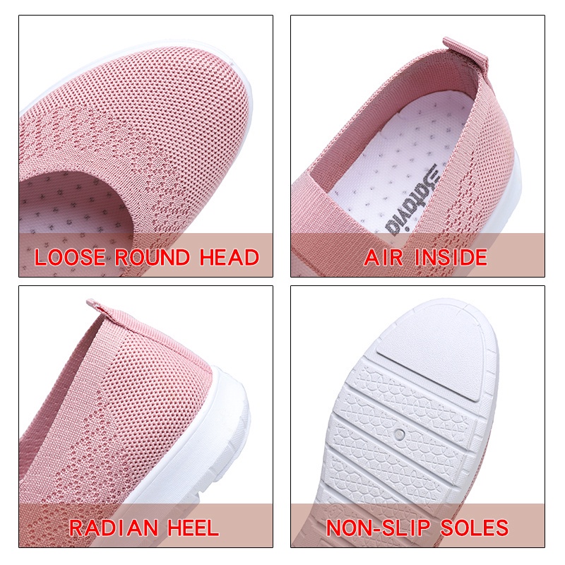 Batavia Sepatu Sepatu Slip On Wanita/ Sepatu Flyknit Shoes Wanita/ Women Shoes rajut empuk anti-slip anti-aus wanita A136