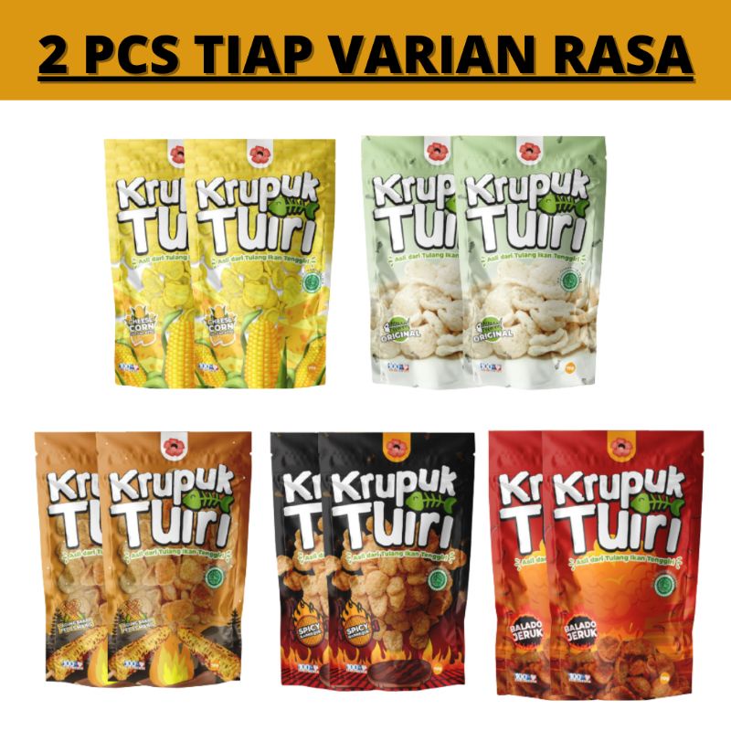 [10pcs] TIAP VARIAN RASA 2 PCS / KRUPUK TUIRI (KERUPUK KALSIUM TULANG IKAN TENGGIRI) / Netto 70 gr