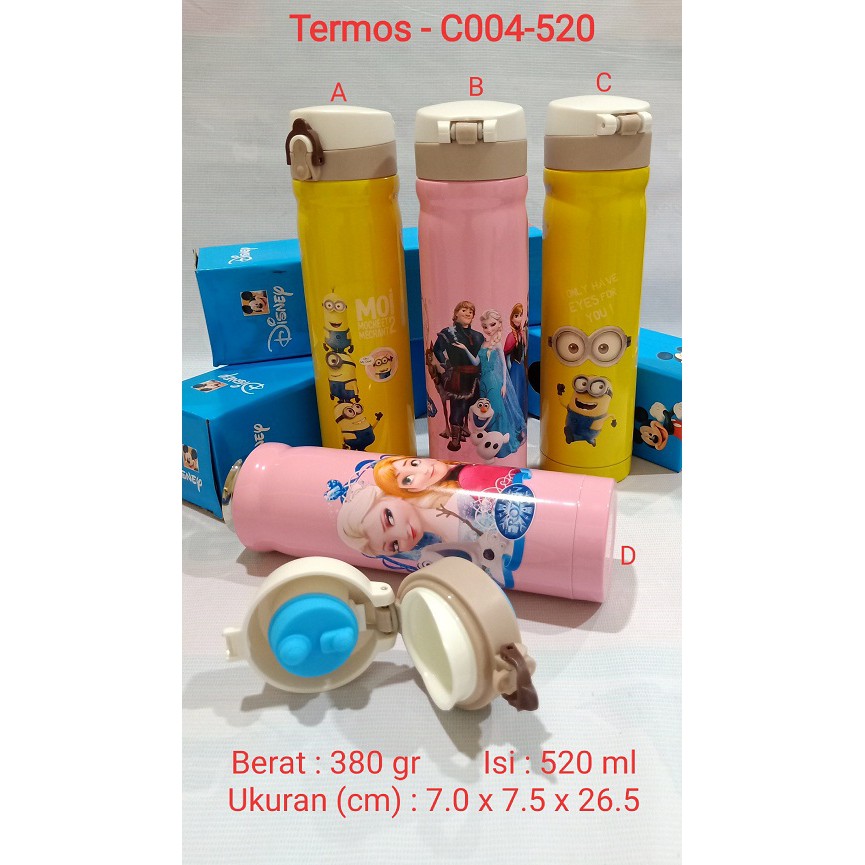 Termos Botol Air Karakter Stainless Panas Dingin Anak Sekolah C004-520