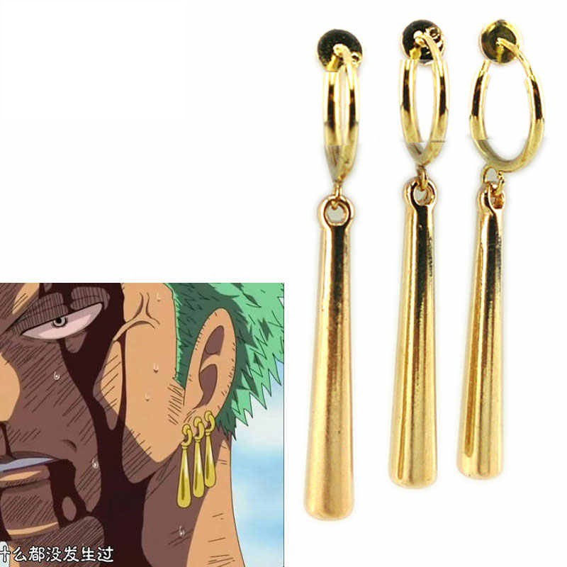 OP014 – 3pcs Anting Jepit Tanpa Tindik Anime Cosplay Jepang One Piece Zoro