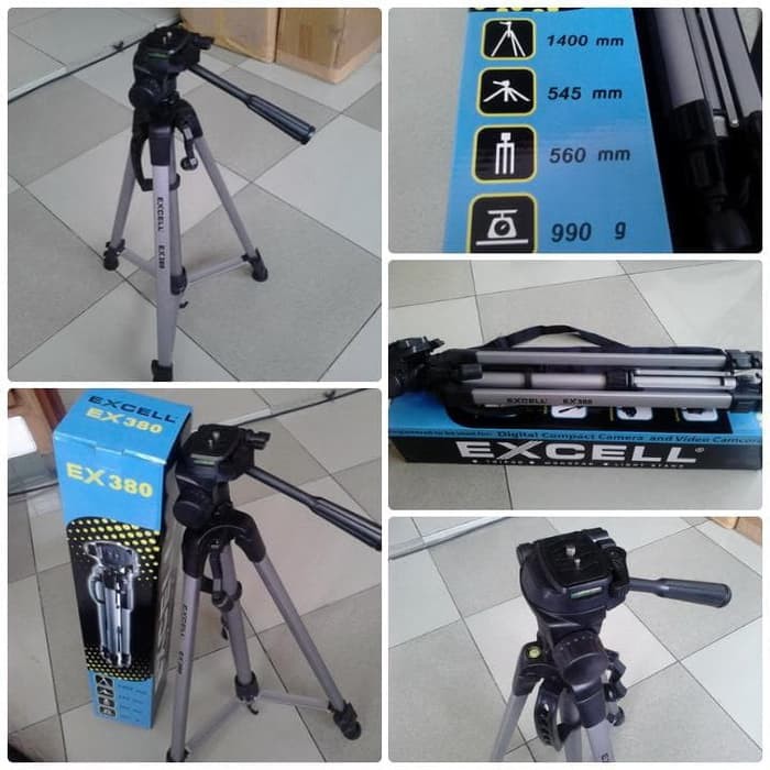 Tripod Kamera Excell 380 warna silver hitam