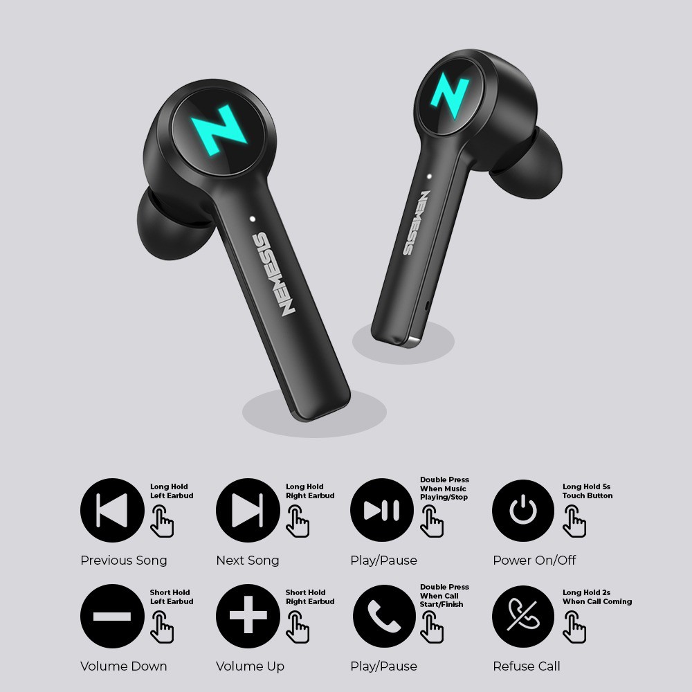 earphone gaming nyk nemesis Bluetooth 5.0 Tws rgb dual mode aurora W700 - In ear true wireless stereo w-700