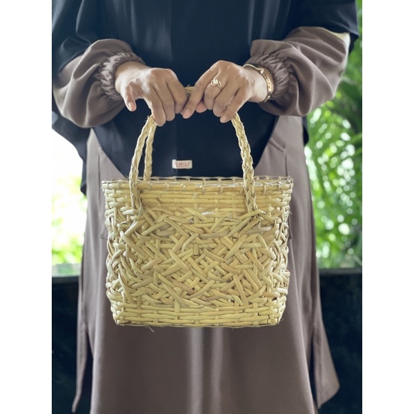 Tas tenteng rotan sangkar mini