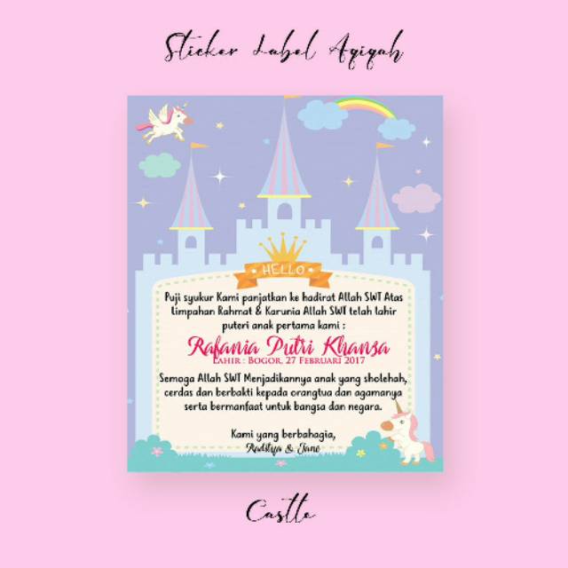 Sticker Kartu Ucapan Label Aqiqah - Castle