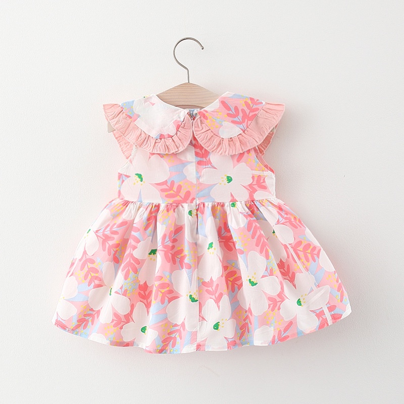 BIBUB - G26 DRESS BAYI PEREMPUAN IMPORT CASUAL DENGAN TAS STRAW BAG MOTIF BUNGA BUNGA IMPORT / BAJU PANTAI ANAK BAYI LUCU / BALI DRESS-5