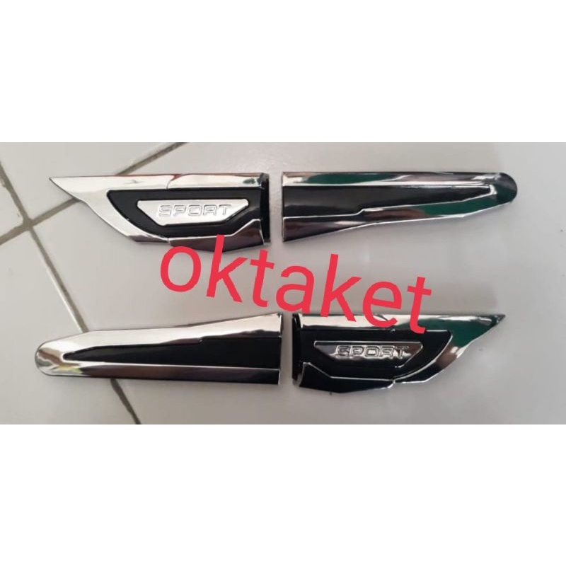 Side vent air flow Sporty hitam kombinasi chrome mobil universal