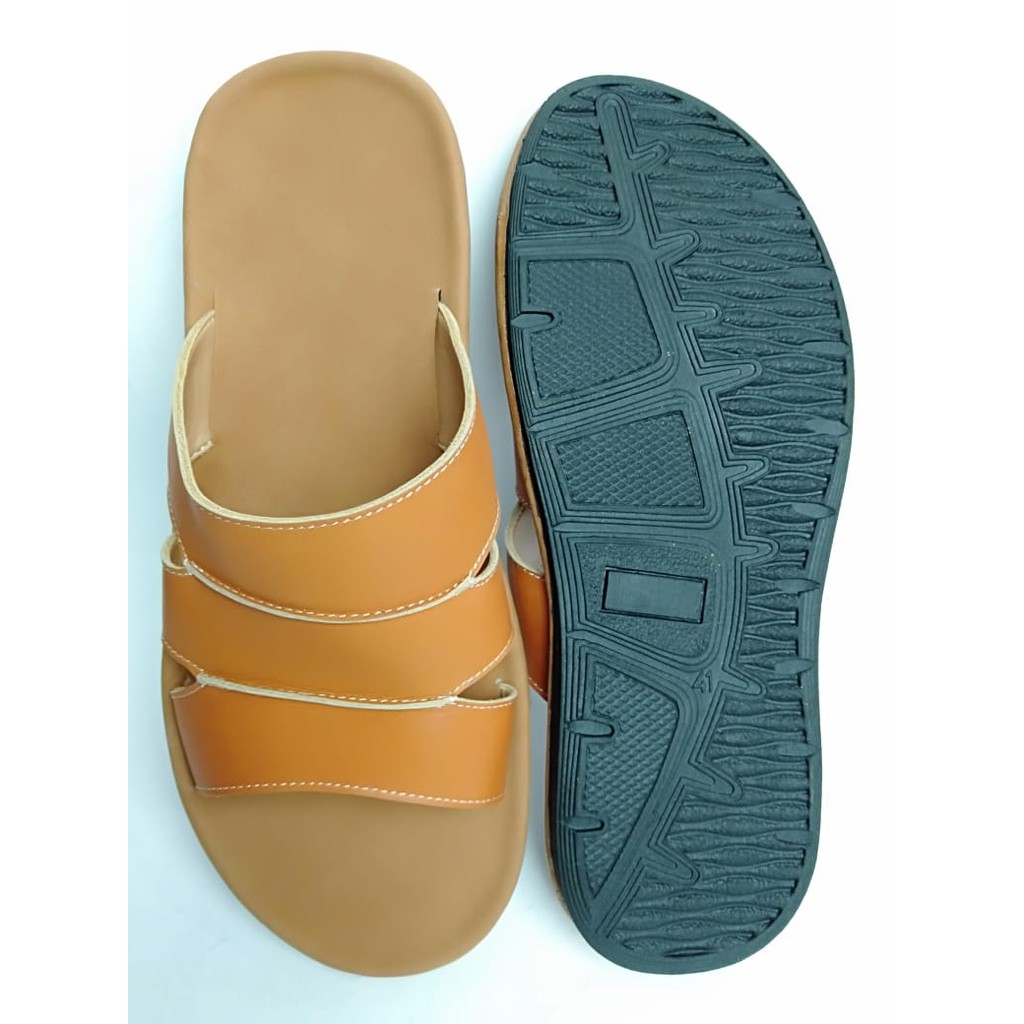 Sandal Kulit Pria BLACK BROWN TAN KULIT SAPI ASLI ORIGINAL MADE GARUT