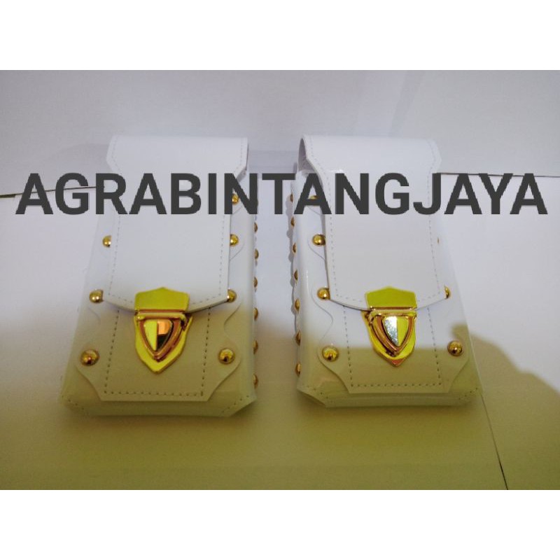 sarung handphone polos warna putih sarung hp kulit kilap terbaru single slot 6'7 inci