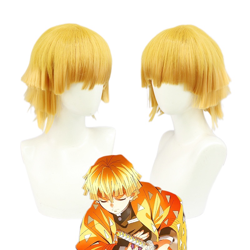 LOL-67 wig zenitsu kimetsu no yaiba rambut palsu cosplay  demon slayer