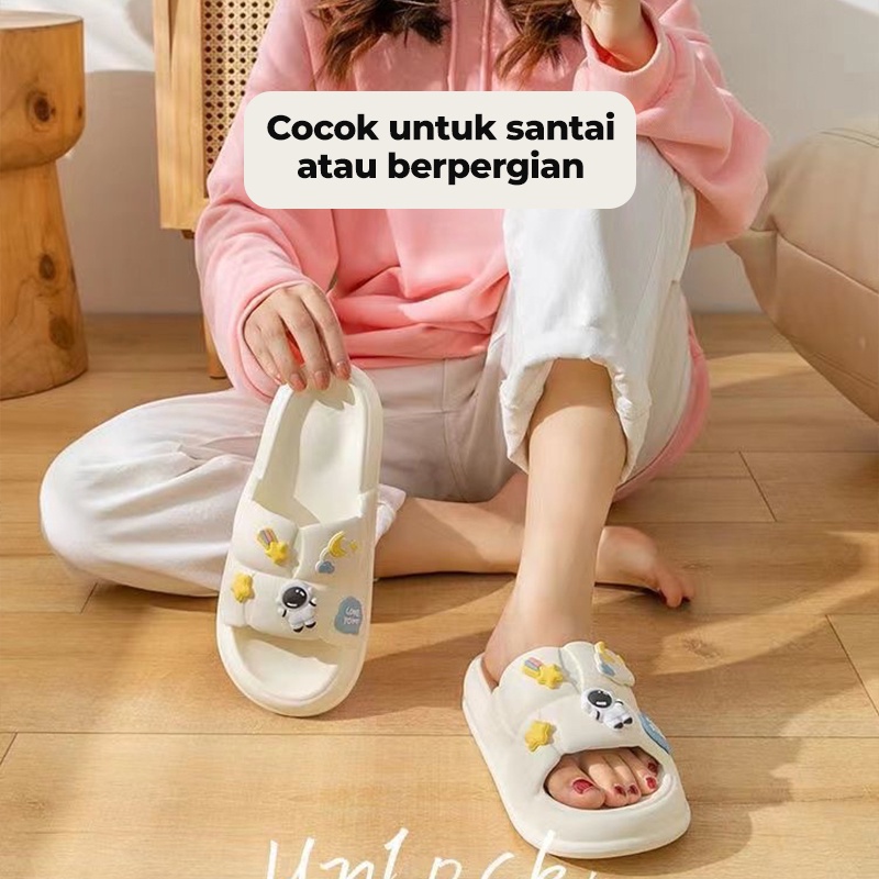 Dejavu Sendal Wanita Terbaru Jelly Karet Sandal Slop Flat Rumahan Empuk Elastis Sendal Anti Slip HSN109-6