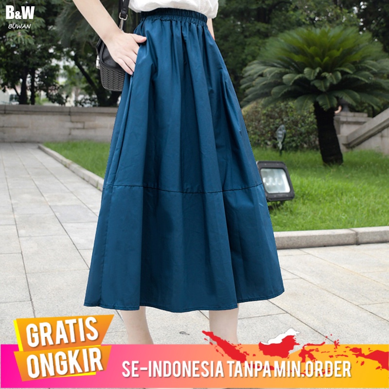 Pakaian Wanita Rok Wanita Ayunan Besar Workwear Rok Putih 2021 Artistik   Retro A-Line Panjang Warna