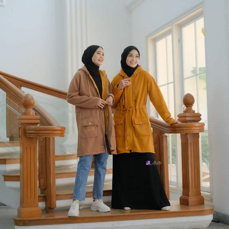 OUTER HIJAB MUSLIMAH TERBARU ORI ALIETHA JAKET HODIE WANITA MODERN MASAKINI