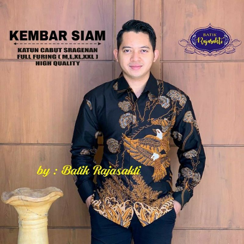 KEMEJA BATIK PRIA LENGAN PANJANG LAPIS FURING MERPATI KEMBAR BATIK SOLO TERBARU BATIK WARNA HITAM