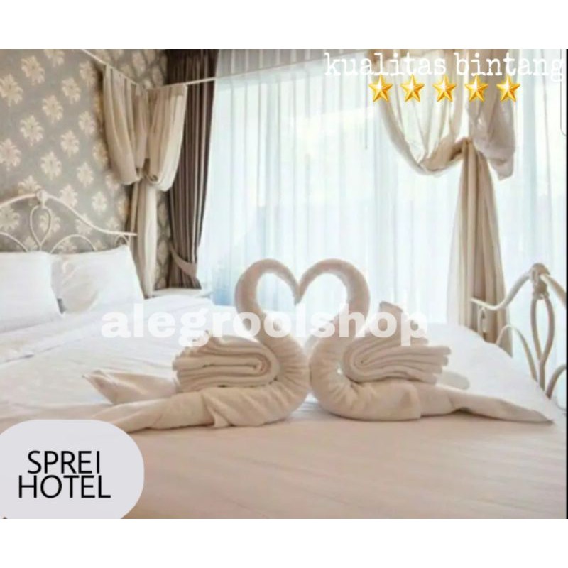 FULL SET BEDCOVER+SPREI HOTEL DOBY DOBBY GARIS garis murah halus import