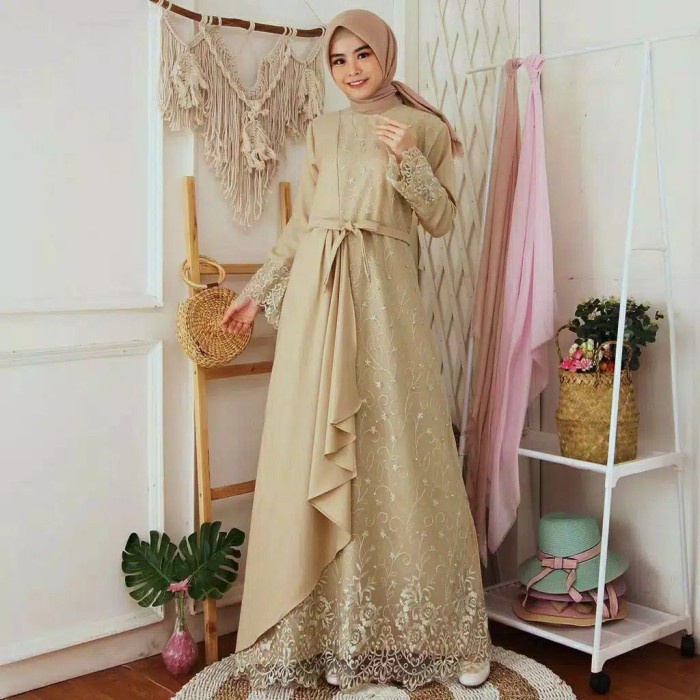 Gamis Brukat Kebaya Modern Remaja Dewasa Bumil Bisa COD - Gamis Terbaru 2021 - Gamis Wanita Modern -