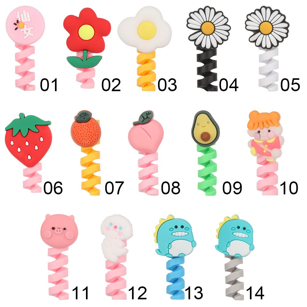 ROW Soft Cable Bite USB Wire Cord Protectors Data Line Protector Tube Cable Silicone Protective Case Cartoon Winder Cover Charging Cable Cover