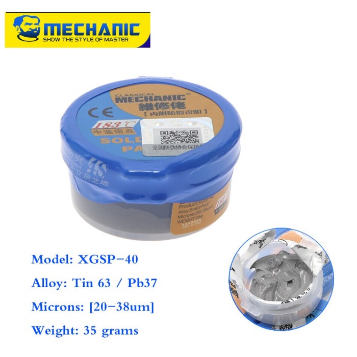 Original Mechanic Timah Solder Cair XG SP 40 isi 35Gr 183 Drajat C