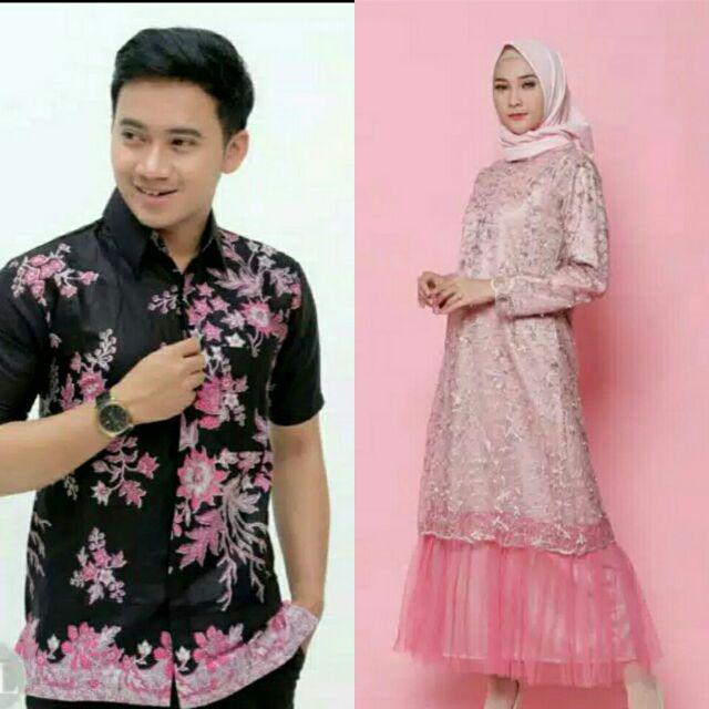 Kemeja Batik Cibulan Warna Pink Kombinasi Hitam