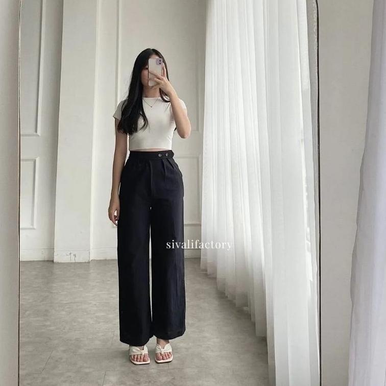 celana kulot linen haighwaist ‣ Egy31au22w