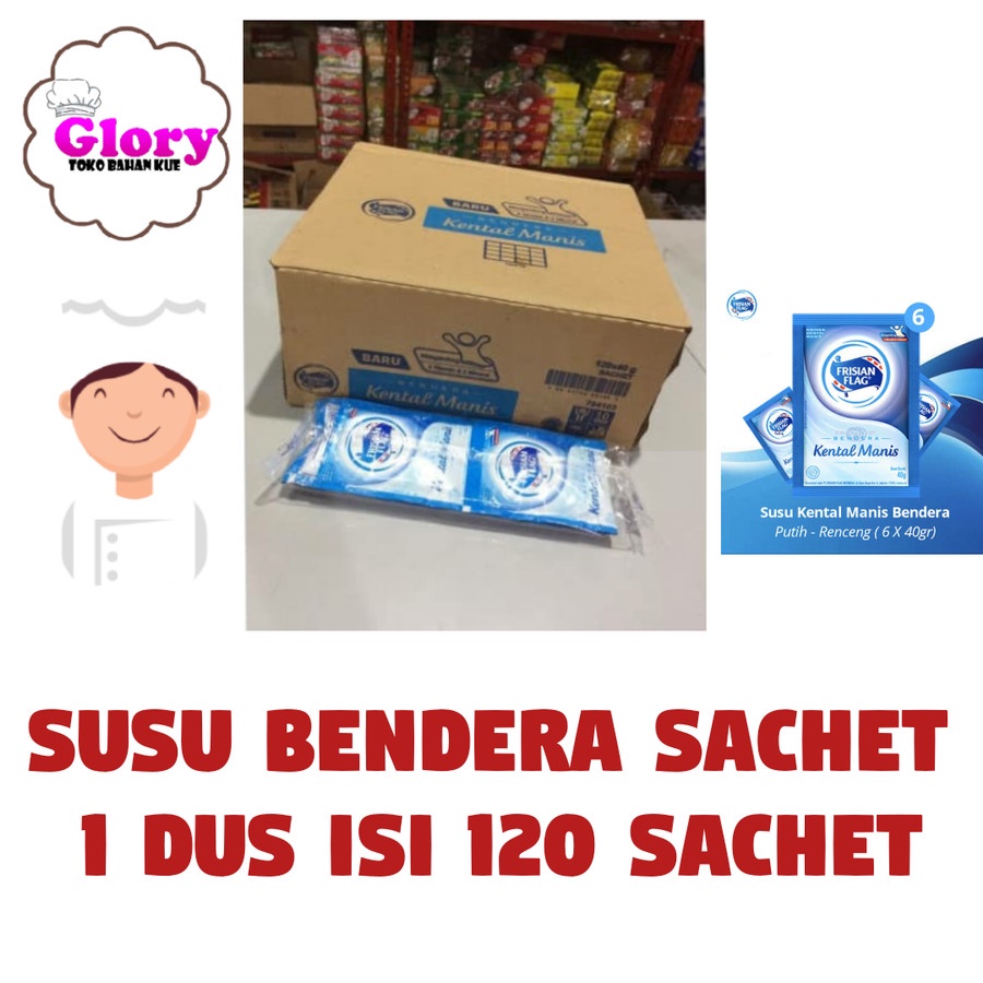 

susu bendera kental manis sachet susu frisian flag sachet/ 1 karton isi 120 sachet