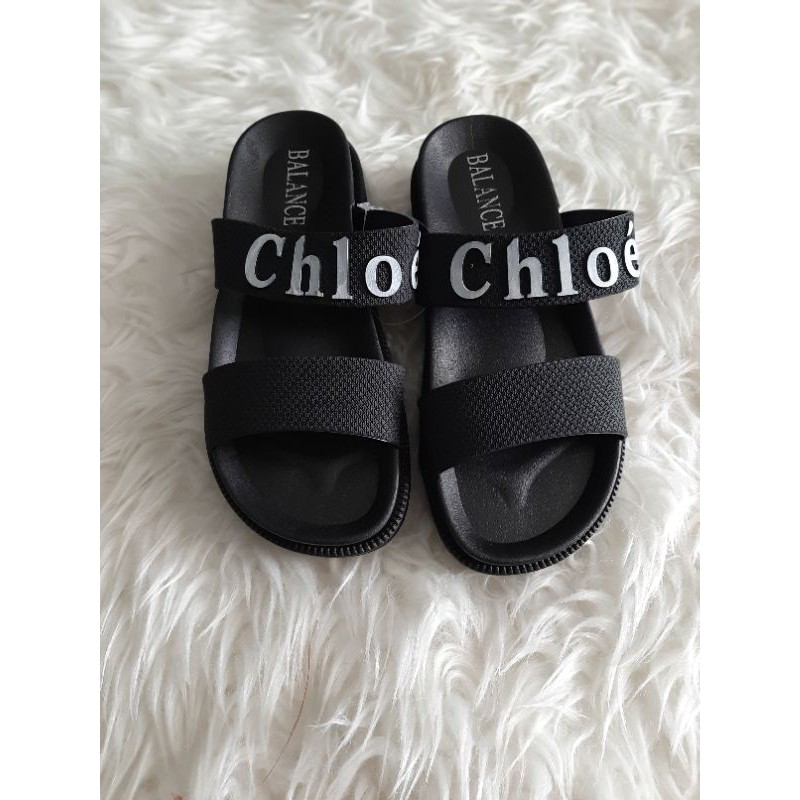 Sandal Wedges CHLOE empuk Import 1604 - 19B-Hitam