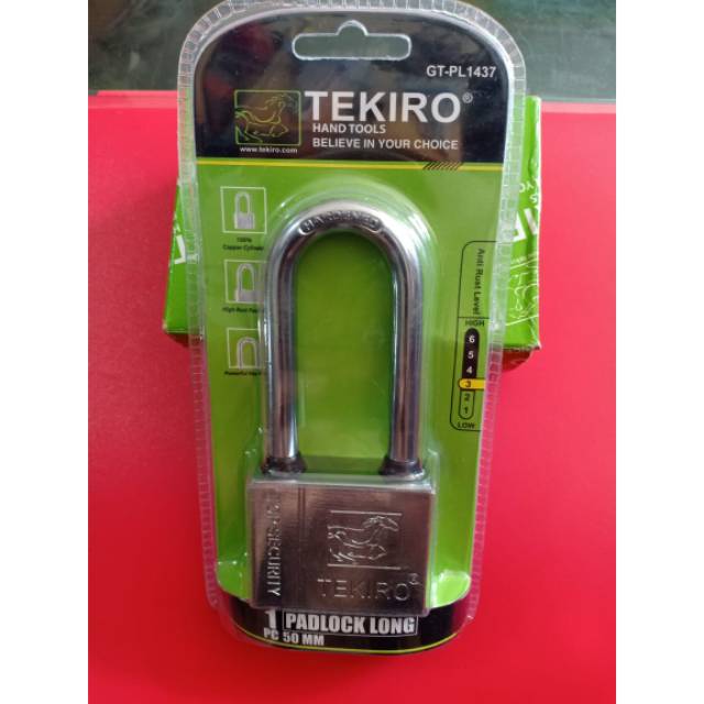 Gembok Tekiro 50mm leher panjang tipe kotak