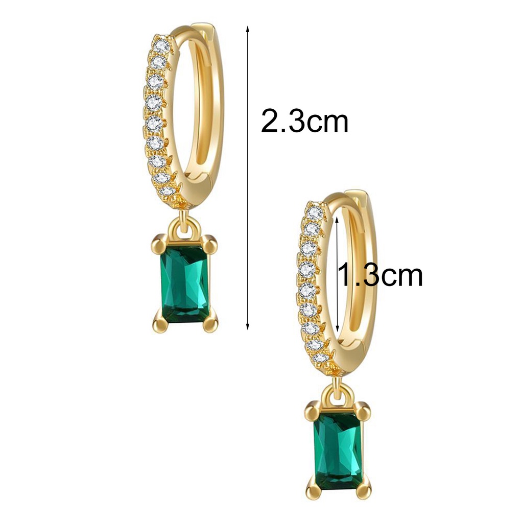 Hu Hu Hu Hu Hu Alat Bantu Pasang Kacamata♡ 1 Pasang Anting Hoop Bentuk Persegi Panjang Bahan Cubic Zirconia Untuk Kencan