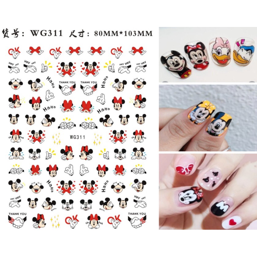 1 Lembar Stiker Kuku Mickey Mouse Motif Lucu dan Unik