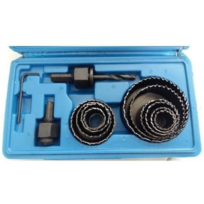 Mata Bor Kayu Bulat 13 Pcs / Hole Saw Wood Set/Holesaw Kit Mata Bor Kayu Set Isi 13 Pcs Hole Saw Kit/Mata Bor Pelubang Kayu Pralon