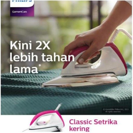 Philips Setrika Listrik Dry Iron HD 1173 Gosokan Baju Seterika GARANSI