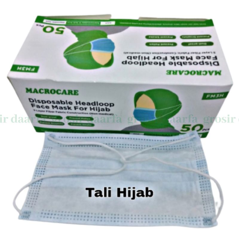 MASKER 3PLY TALI HIJAB DAN TALI KUPING PER 10 PCS