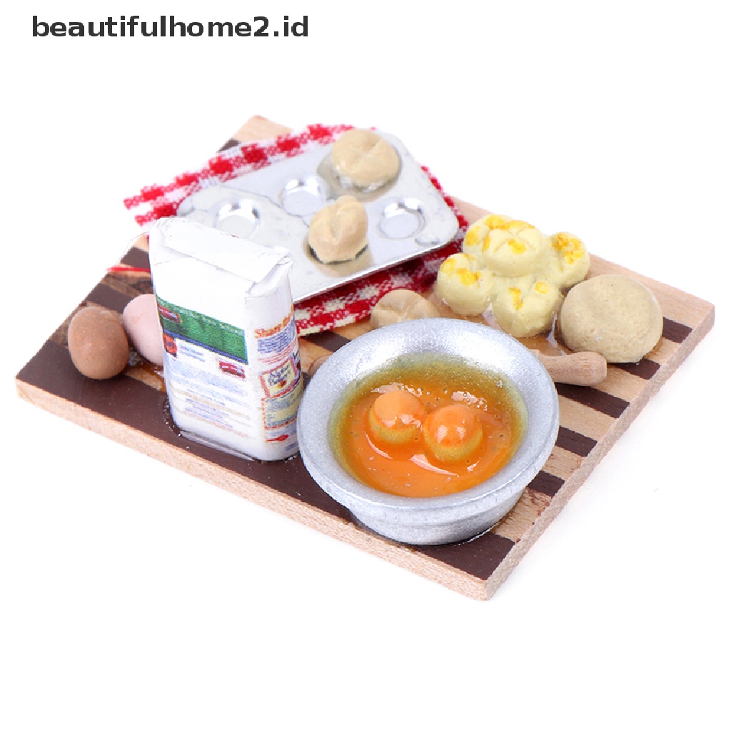 (Beautifulhome2) Buku Literatur Bahasa MandarinId Mainan Miniatur Roti Telur Susu Skala 1: 12 Untuk Aksesoris Dapur Rumah Boneka