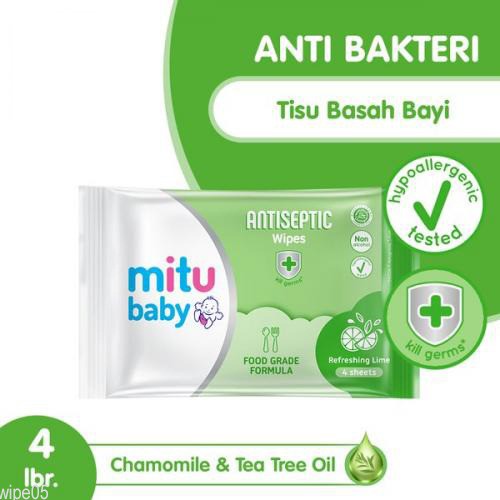 Mitu Baby Tissue Basah Antiseptic Wipes 4S - MITU BABY KEMASAN KECIL 4S - TISU BASAH MITU wipe05