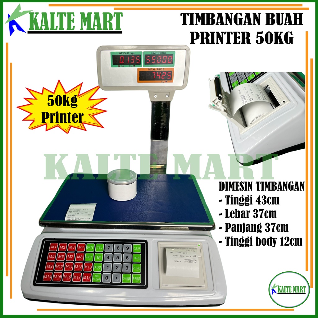 Timbangan Digital Printer 50kg Timbangan Buah Sayur 50Kg Printer Price Computing Scale Print 50kg