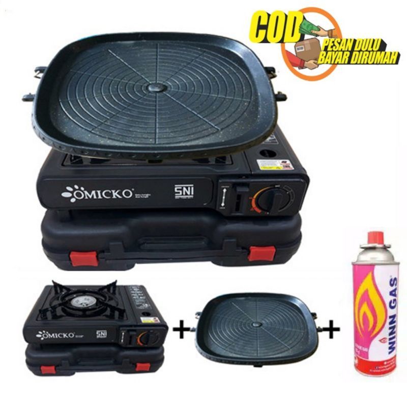 Bulgogi Pan 32CM , Alat Panggang  ,ULTRA GRILL  BBQ  + Kompor Portable  Progas , Niko OMICKO3