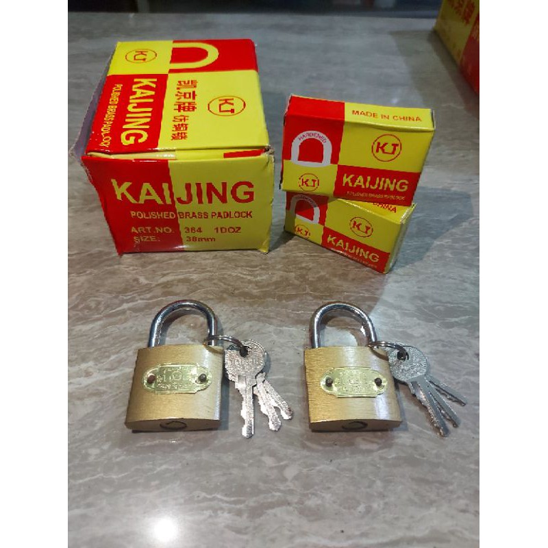 Gembok Kuning KAIJING 38 mm/ Gembok untuk Pintu Rumah / Kendaraan Box / Kunci Rantai Sepeda 38 mm