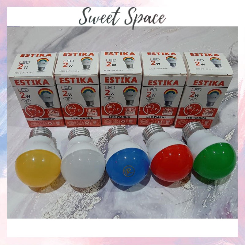 LAMPU ESTIKA LED WARNA WARNI 2 WATT [SWEETSPACE]