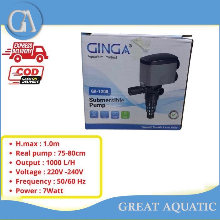 GINGA GA1200 GA 1200 mesin Pompa Celup power head Aquarium Aquascape