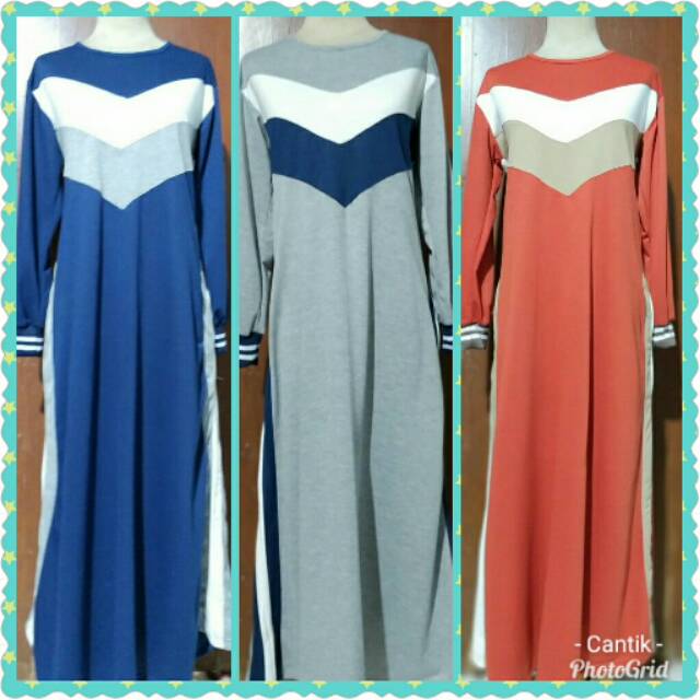 Gamis Polos kombinasi Warna Babyterry