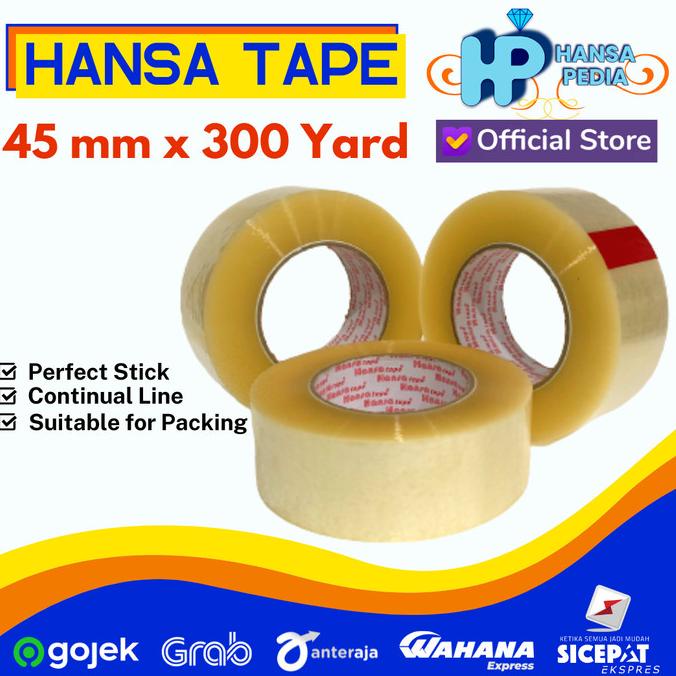 

NEW Lakban Bening 2 inch 300 Yard HANSA Tape Anti Putus Super Lengket