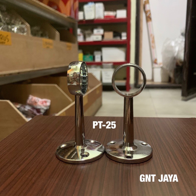 Bracket Besi Tengah Penyangga Pipa gorden gantungan baju Bulat huben PT-25 bricket briket braket
