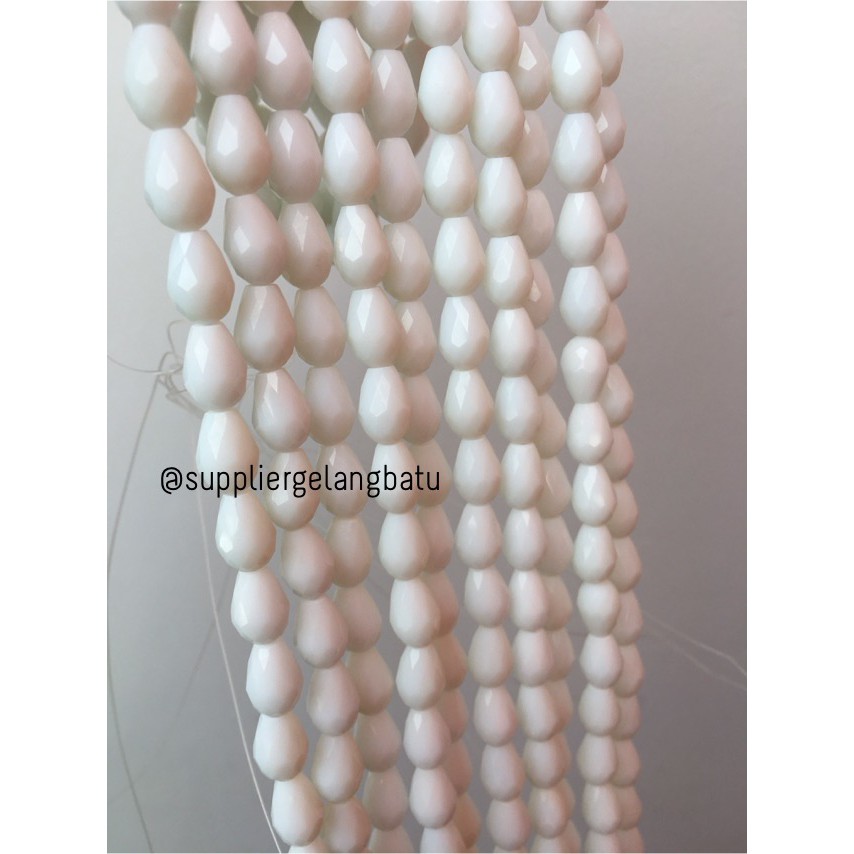 kristal Tetes ceko 13mm x 8mm WHITE DOFF beads crystal Putih Susu aksesoris craft pria wanita model