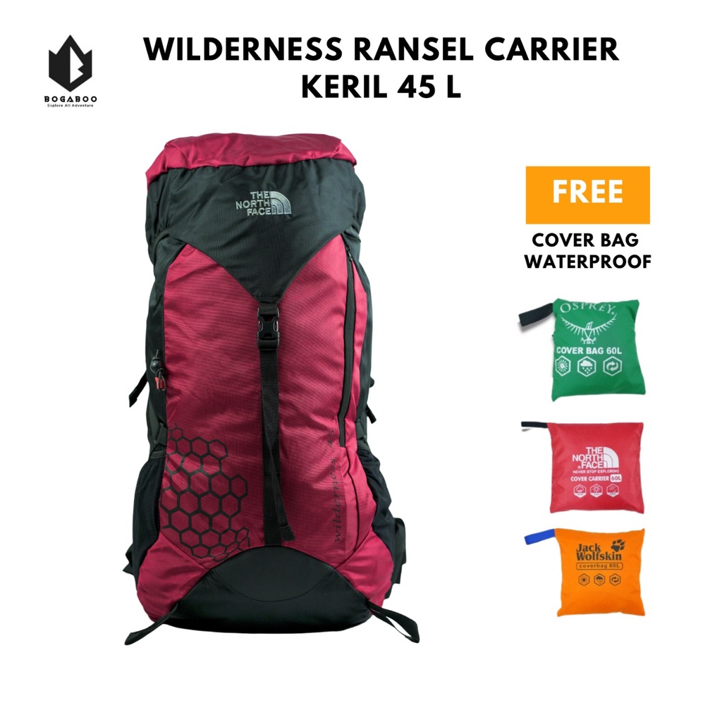 Tas Gunung WILDERNESS Ransel Carrier Keril 45 L - Tas Keril - Tas Carrier Tas Camping Tas Gunung