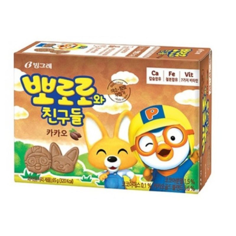 

Pororo & Friends Biscuit Cocoa 65gr Binggrae/Biskuit Import