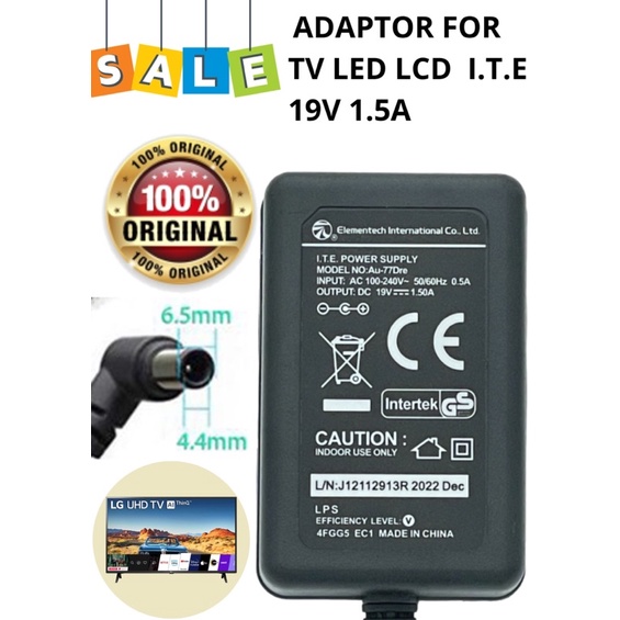 Adaptor I.T.E Charger LED  Monitor/charger TV 19V 1.5A  bonus kabel power Original