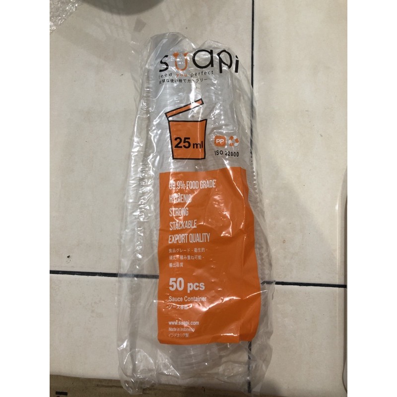 Cup plastik sambung lengket 25ml 50pcs suapi cup slime saos cup suapi 25ml wadah slime cup saos mayo