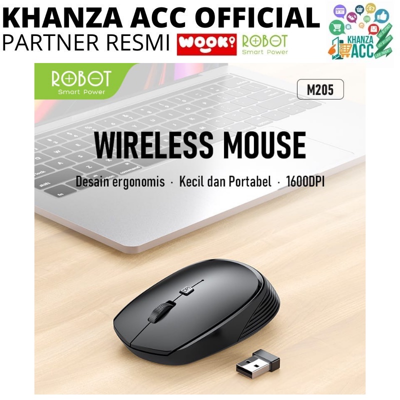 KHANZAACC ROBOT M205 Wireless Mouse Optical 2.4G &amp; Tombol Sakelar DPI