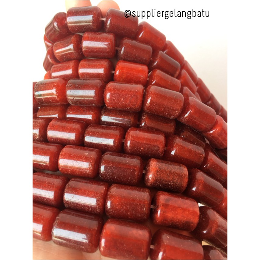 bahan batu akik orange carnelian oren tabung 14mm gelang kalung tube kilap bahan craft fashion pria