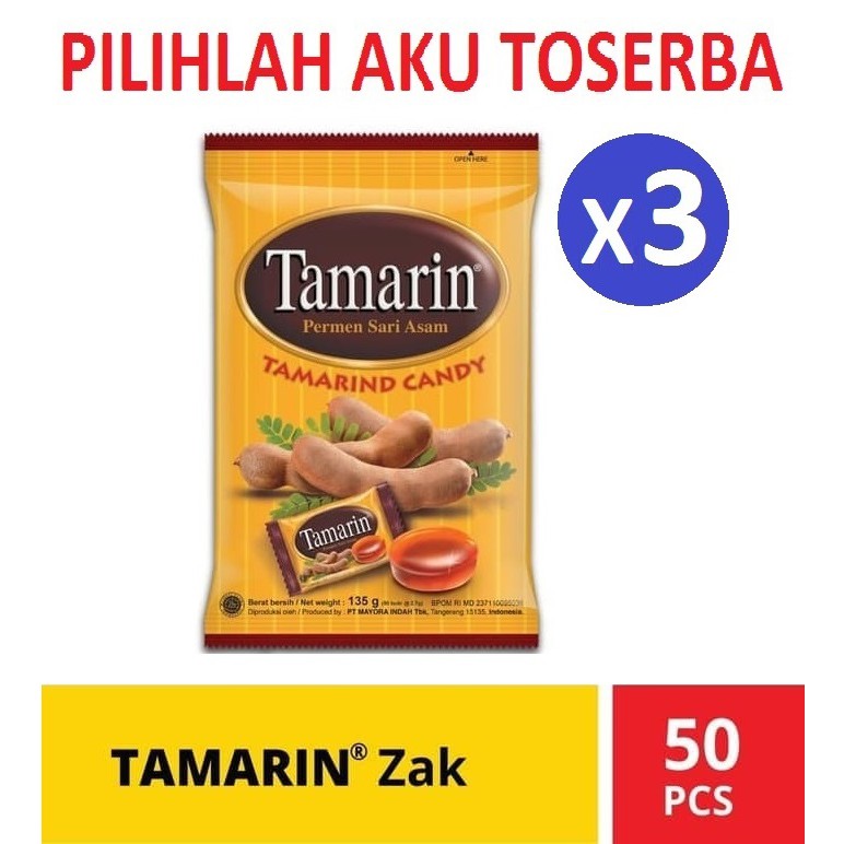 Permen Sari Asem Permen TAMARIN 135 Gr, isi 50 Pcs - ( HARGA 1 PAKET ISI 3 )