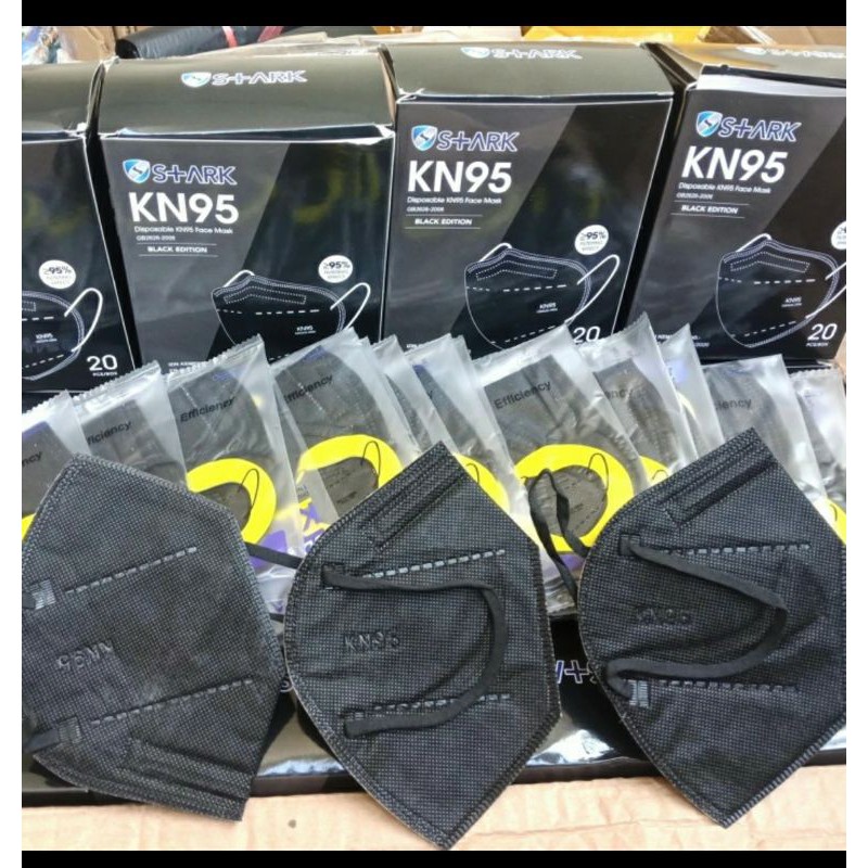 masker KN95 hitam|packingan plastik perpcs|1box isi 20pcs